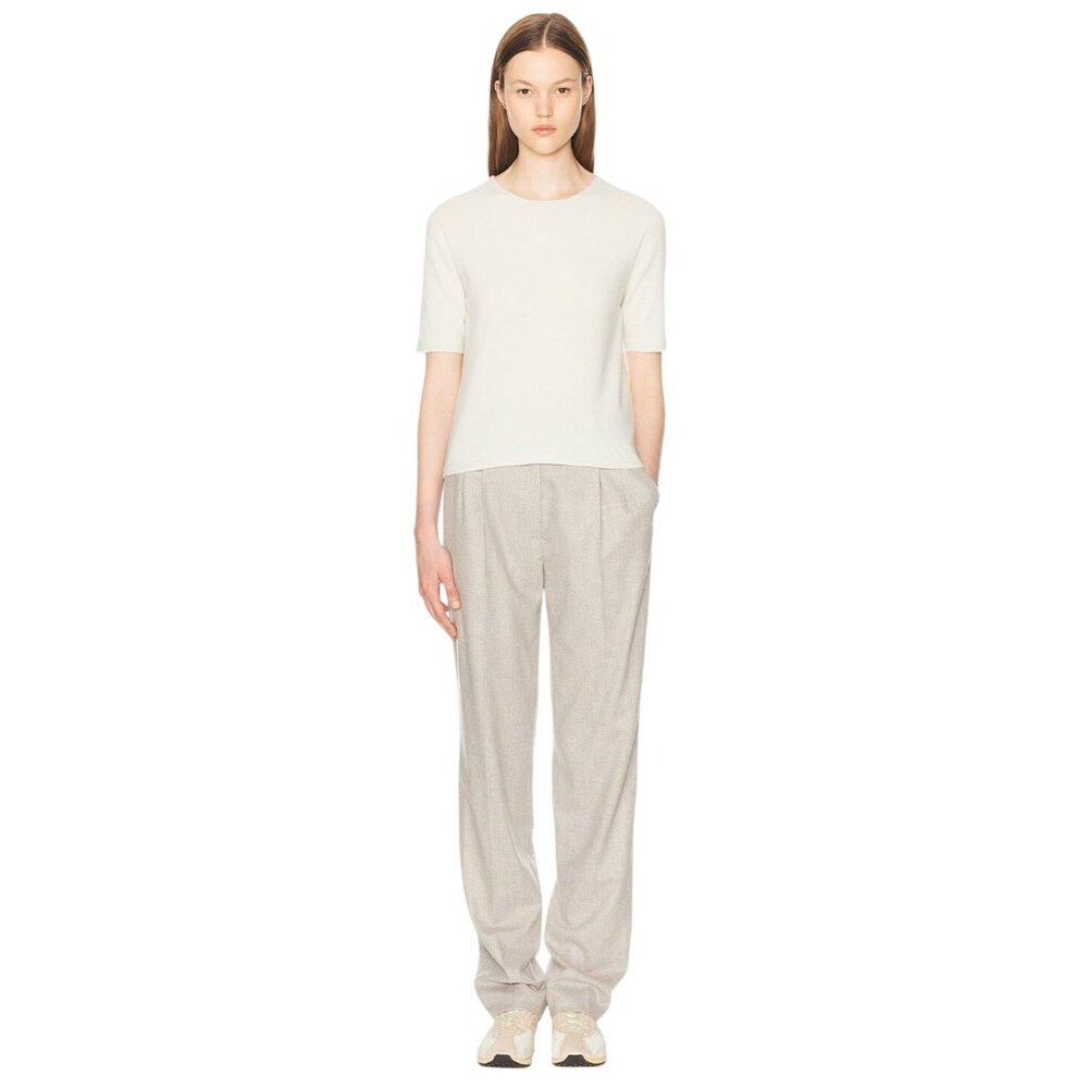 The Row Ipar Top in Pale Green Small Womens Cashmere SHort Sleeve Sweater - Picture 4 of 13
